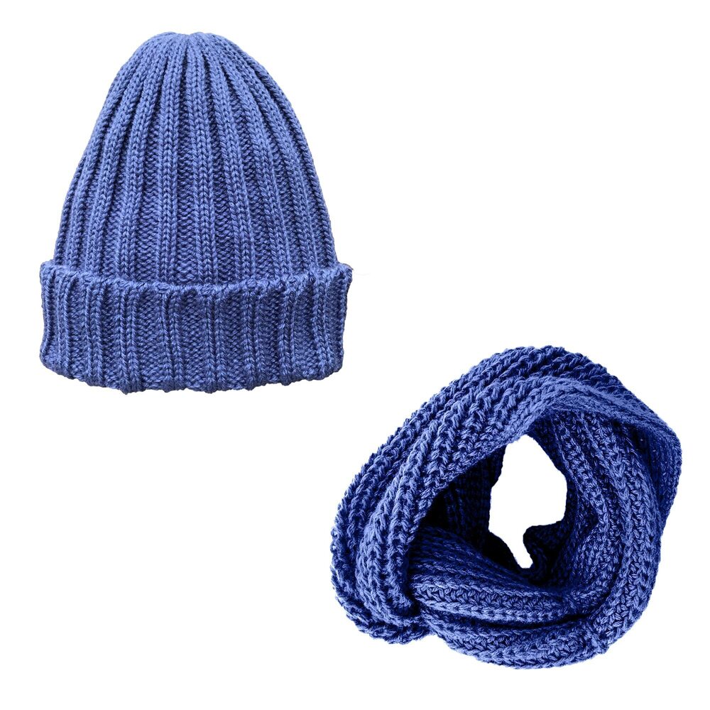8474 PERU - Alpaca Wool Knit - Beanie Hat Skull Cap + Infinity Cowl Scarf